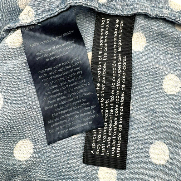 TOMMY HILFIGER Womens Small Blue Jean Denim White Polka Dot Button Up Vest Shirt - Picture 5 of 8
